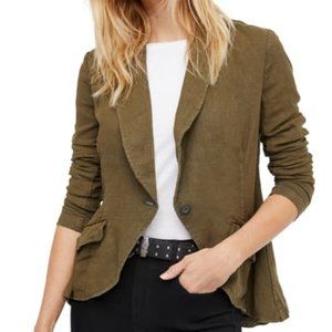Free People Linen Long Sleeves One-Button Blazer